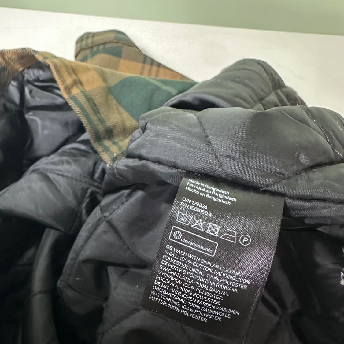 M-L 흐앤므 H&M 투포켓 오버핏 가벼운누빔 체크셔츠자켓 상품이미지6