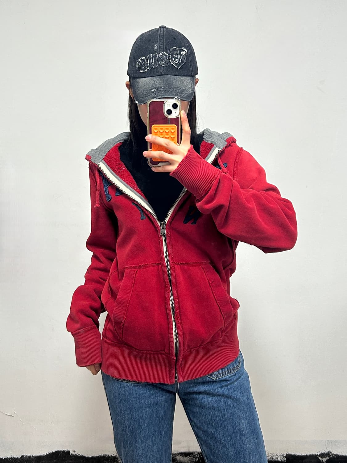 아베크롬비 y2k 후드집업 버건디 상품이미지1