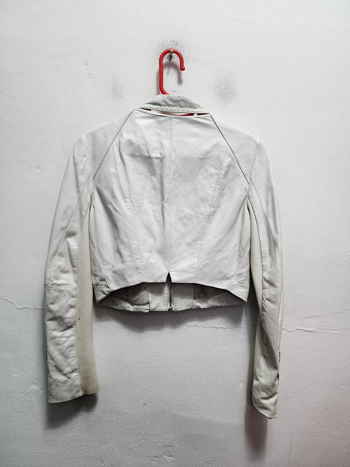 화이트 리얼레더 크롭 가죽자켓 상품이미지2