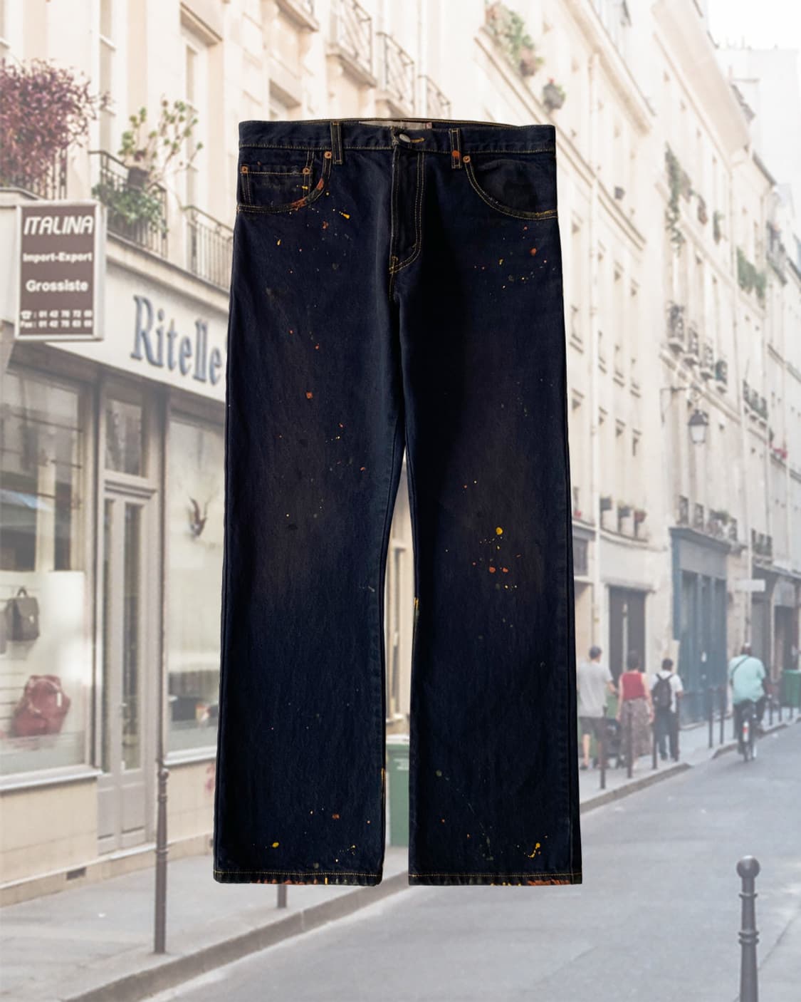 리바이스 517 다잉 페인팅 블랙 데님 팬츠 상품이미지1