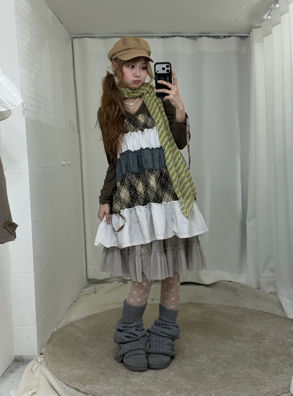 카키 패치워크 하구미 모리걸 코디세트 상품이미지3