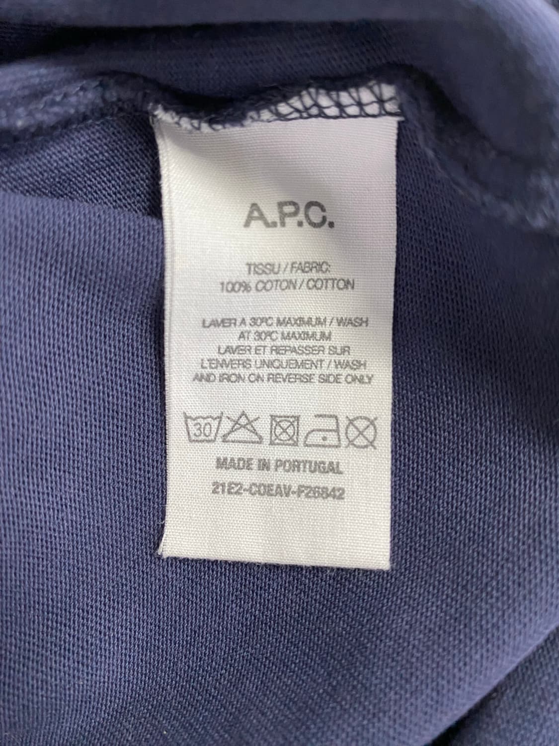 아페쎄 A.P.C 네이비 반팔 티셔츠 S <13> 상품이미지5