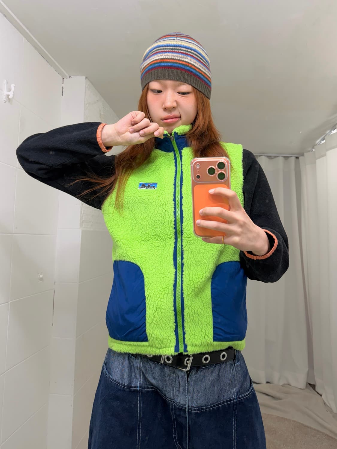 파타고니아 네온 그린 후리스 조끼 베스트 상품이미지2