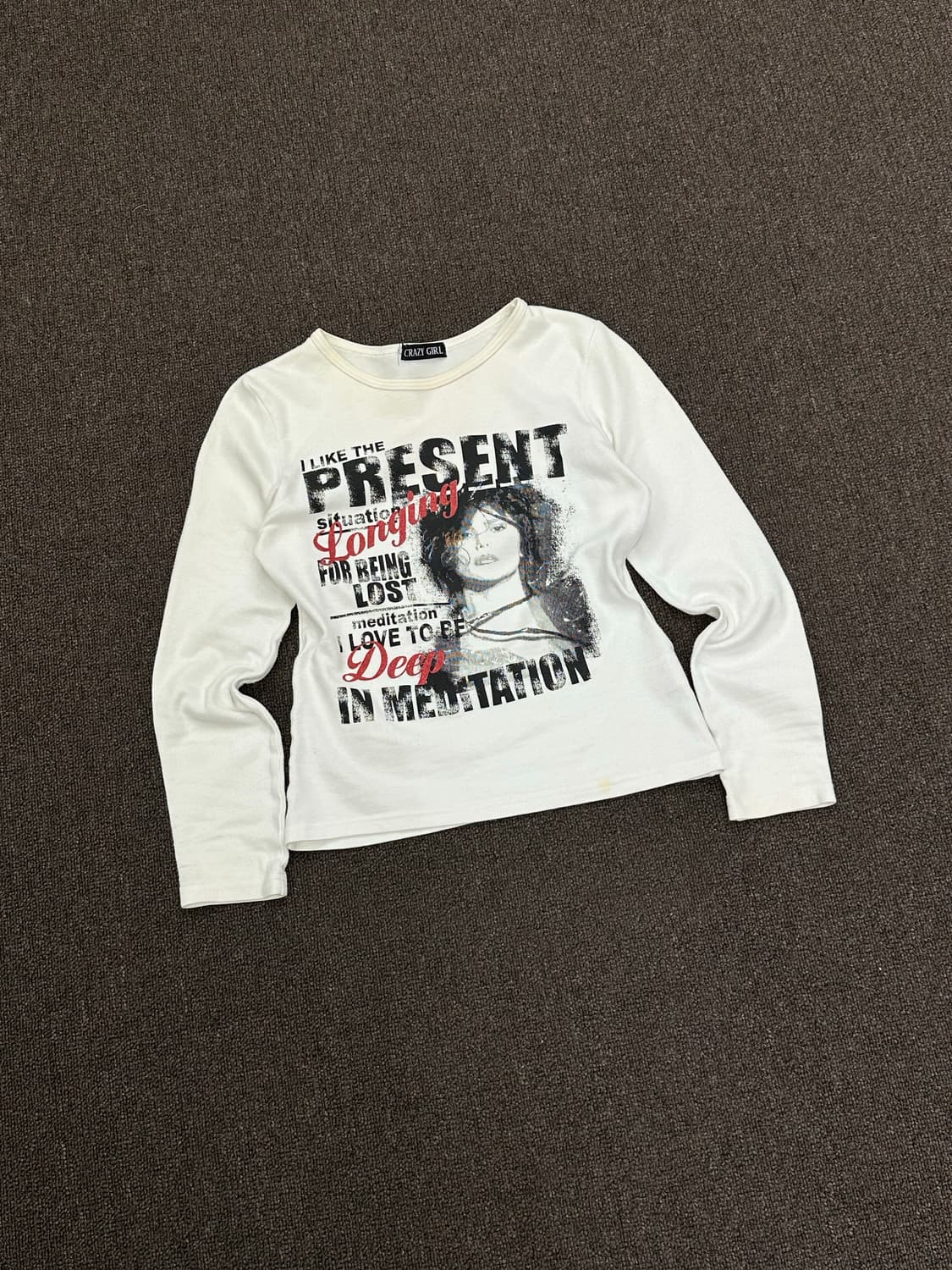 M)CRAZY GIRL vintage 여성 y2k 프린팅 롱슬리브 상품이미지3