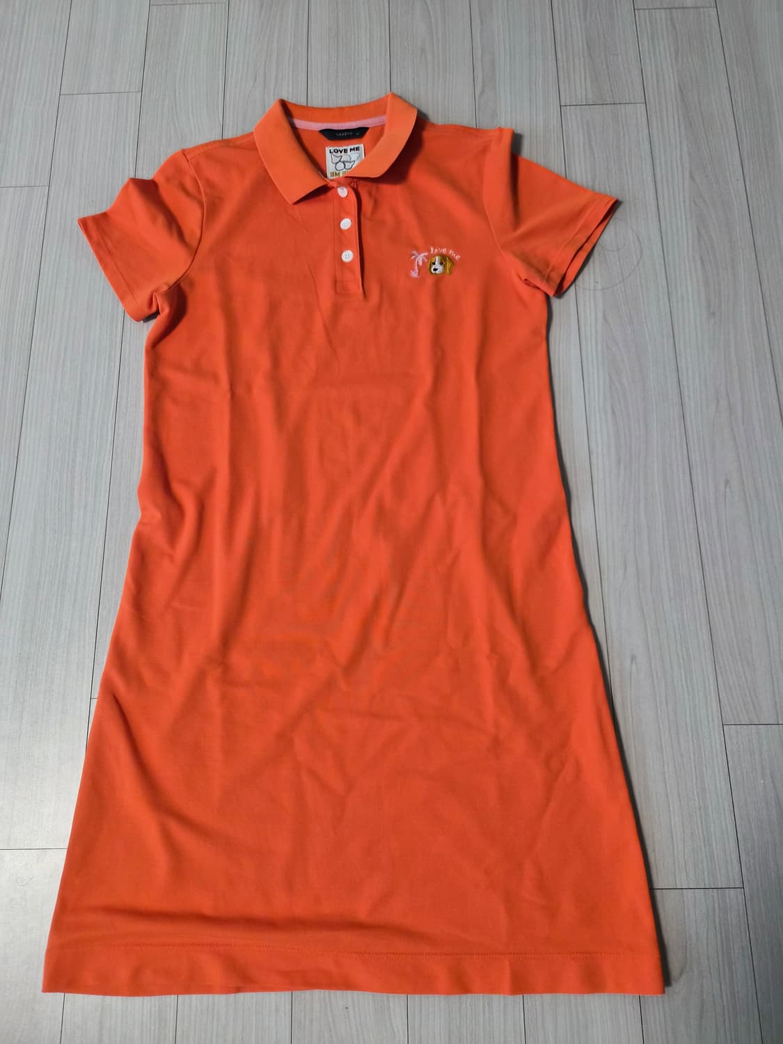 헤지스 레이디스 퍼피 자수 면혼방 반팔 카라 원피스 상품이미지3