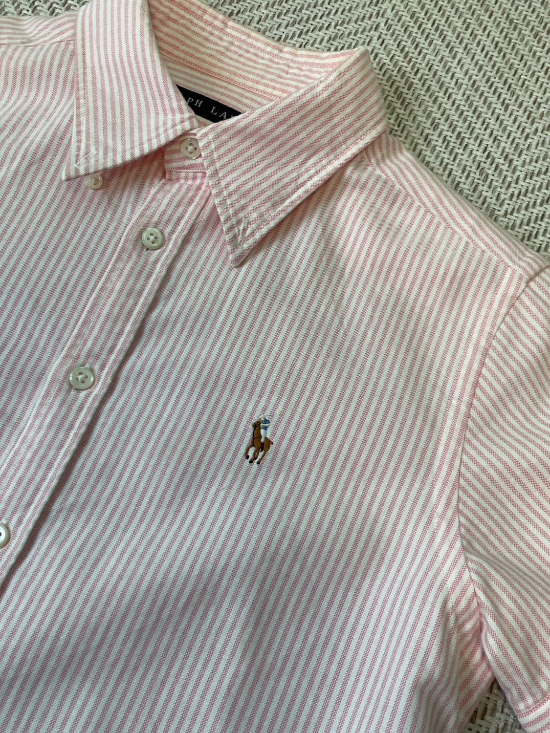 폴로랄프로렌 핑크 스트라이프 체크 반팔셔츠  상품이미지2