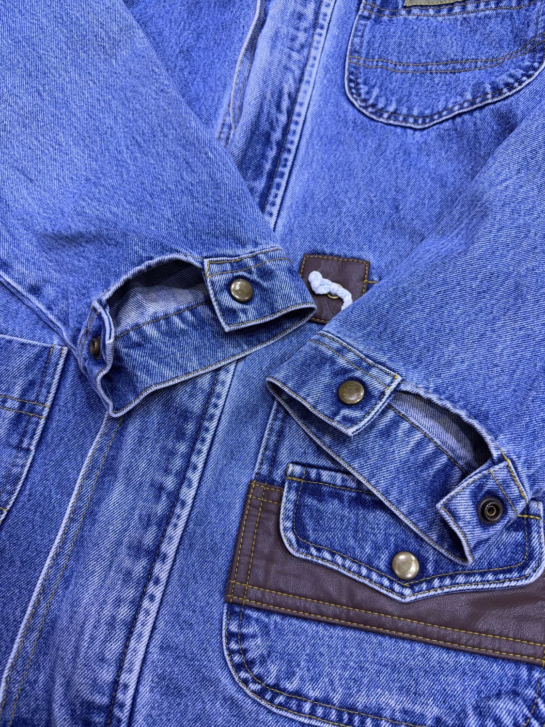 US 나이스 클럽 빈티지 유틸리티 가죽패치 데님자켓 L 상품이미지8