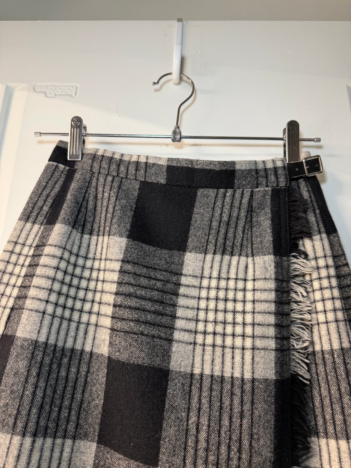 일본빈티지 체크 플리츠 울 미디스커트 상품이미지6
