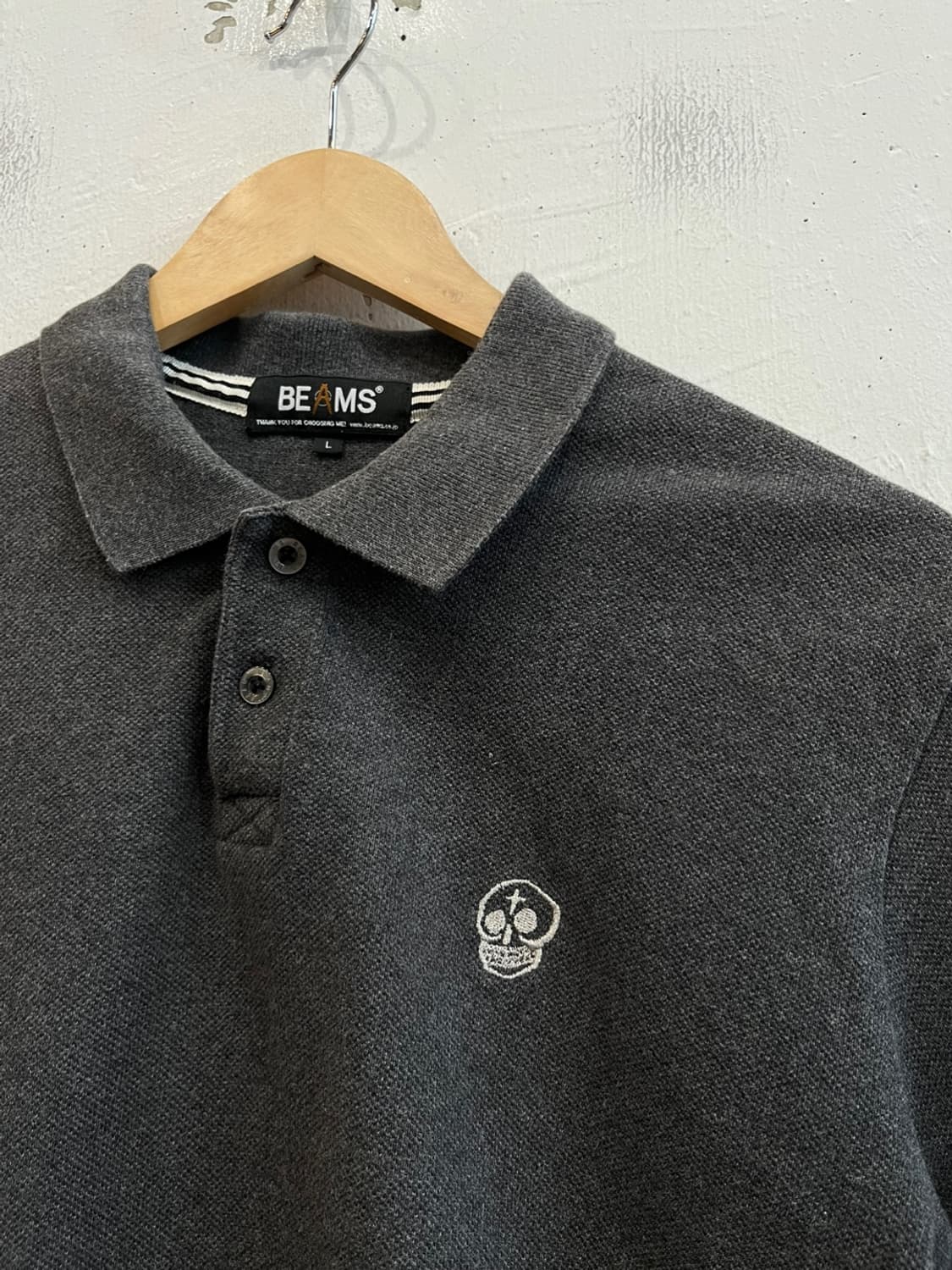 BEAMS 빔즈 스컬 로고 PK 카라티 상품이미지2