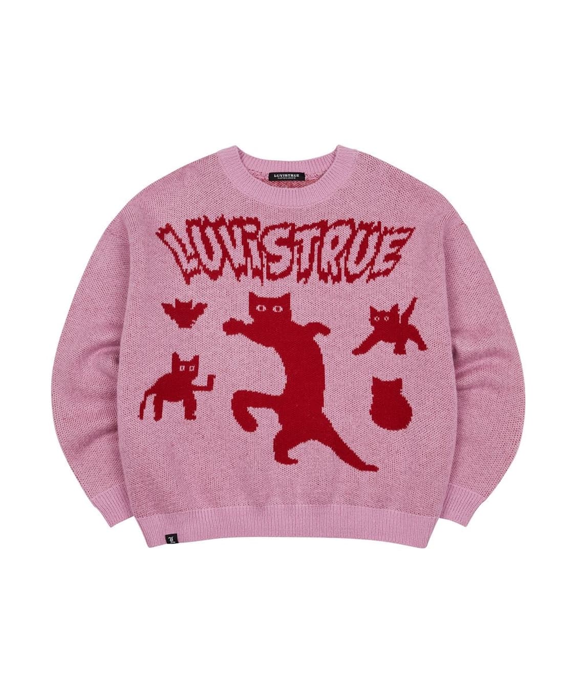 러브이즈트루 캣 핑크 오버핏 니트 르세라핌 사쿠라 착용 상품이미지6