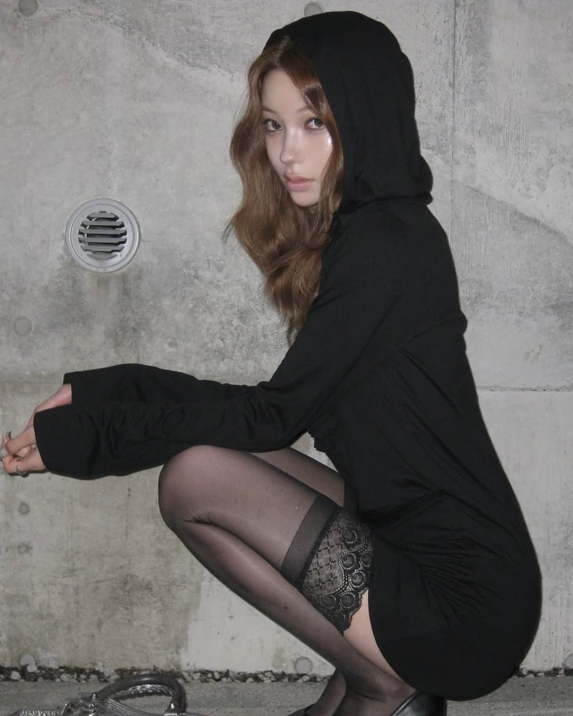 엘프엘프엘프 아카이브스 draped hoodie dress (black) 상품이미지1