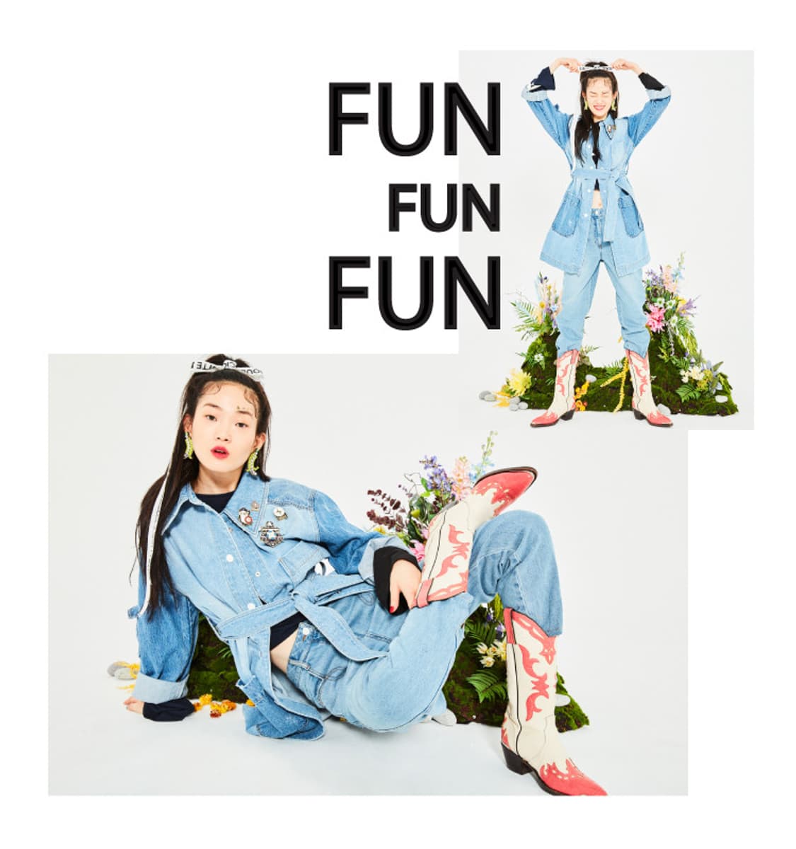 럭키슈에뜨 데님 벨티드 자켓 상품이미지1