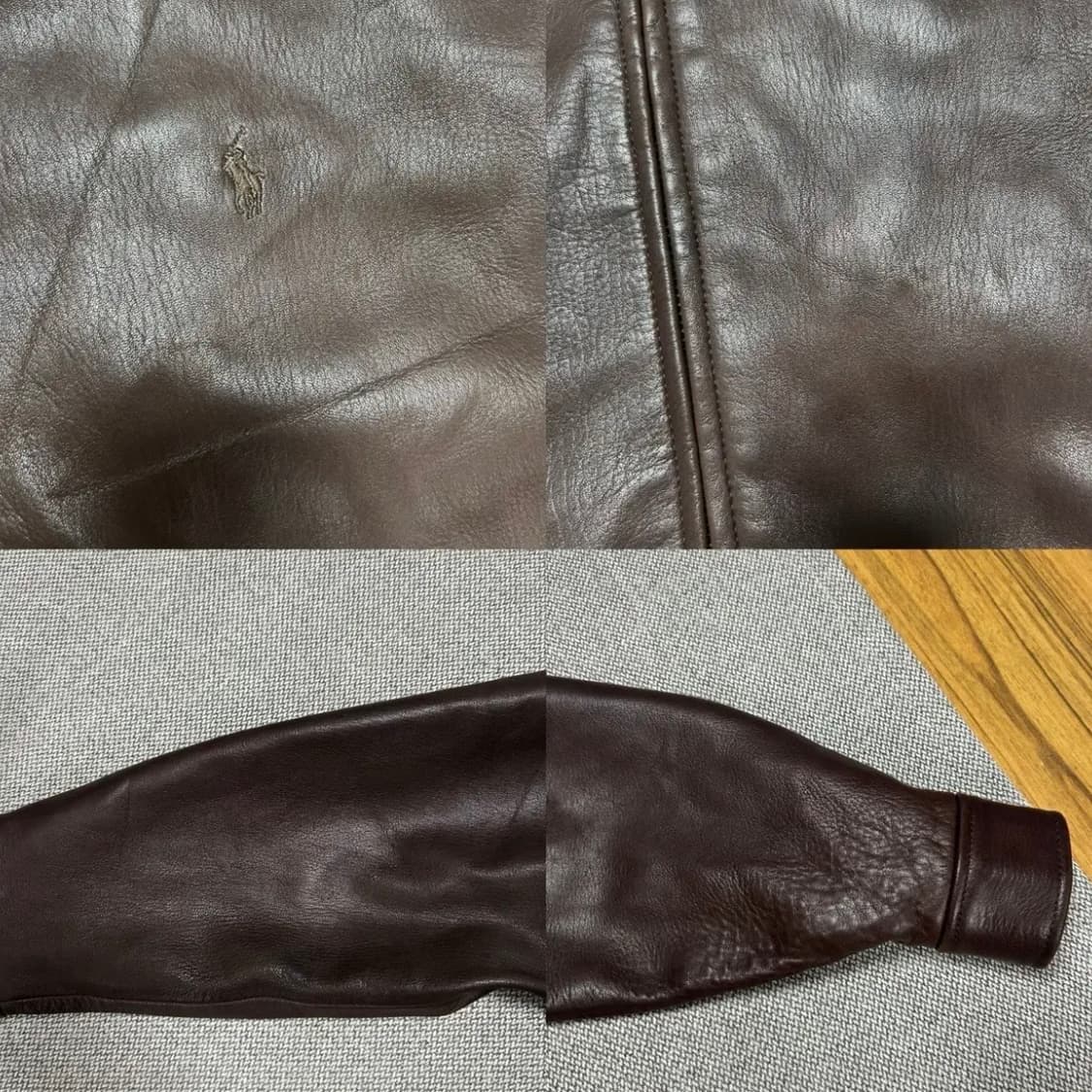 폴로 다크브라운 레더자켓(M) 상품이미지2