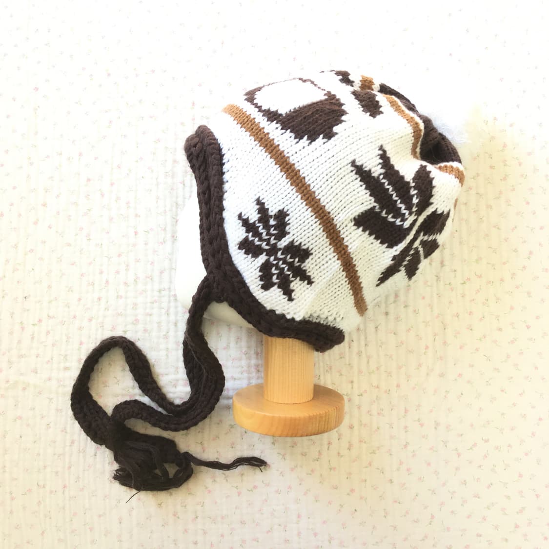 JPN/ 눈꽃이어플랩 모리걸비니 비니 폼폼이비니 눈꽃비니  상품이미지1