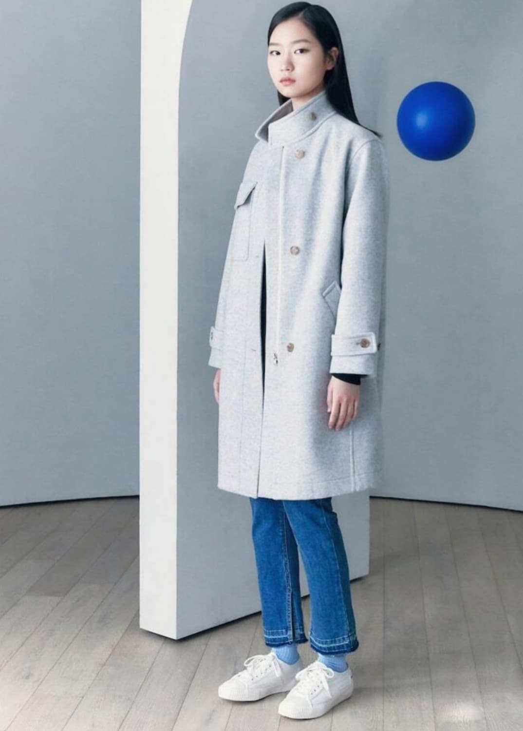 구호플러스 하이넥 캐시미어울 코트 프리사이즈 상품이미지2