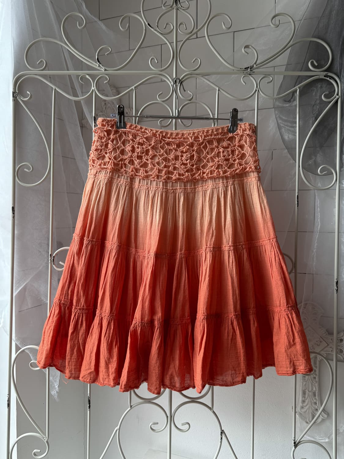 Crochet Belt Gradation Linen Skirt 0375 상품이미지6