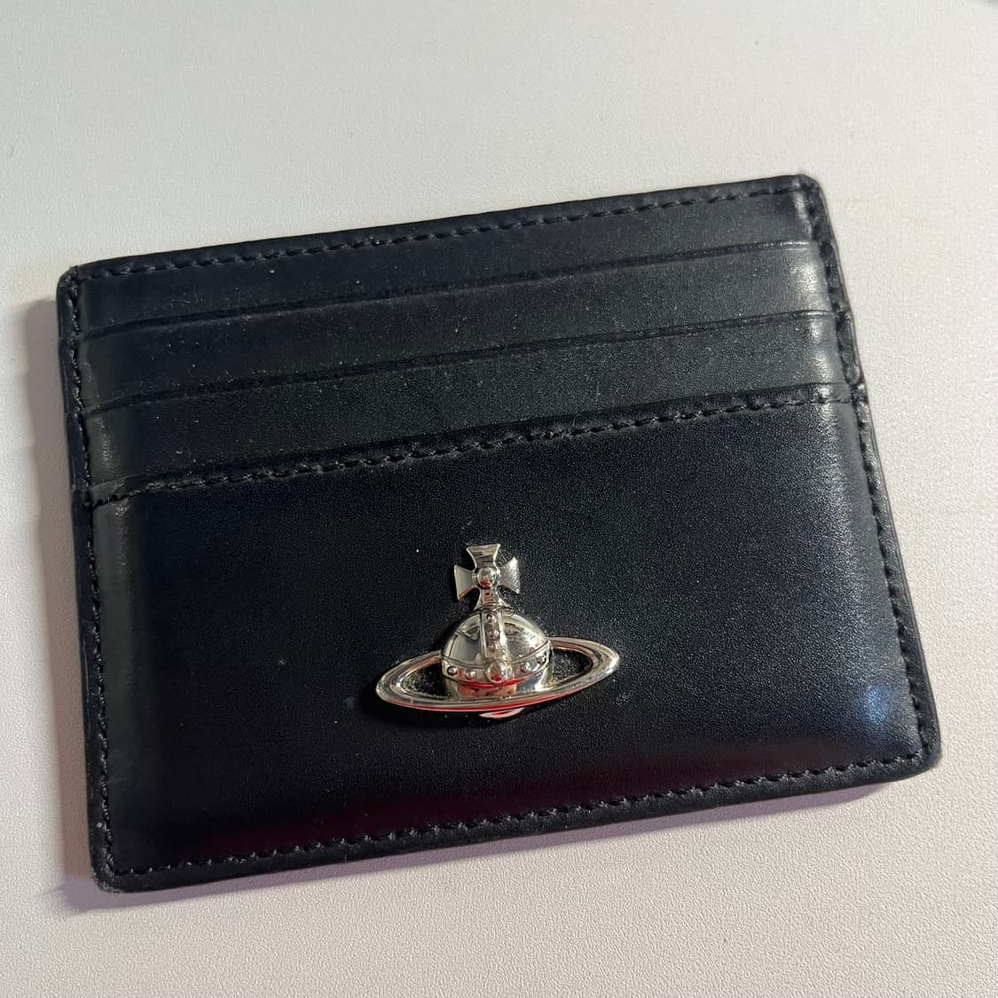 비비안 웨스트우드 ORB 로고 가죽 카드홀더 / 카드지갑 블랙, 실버 상품이미지1