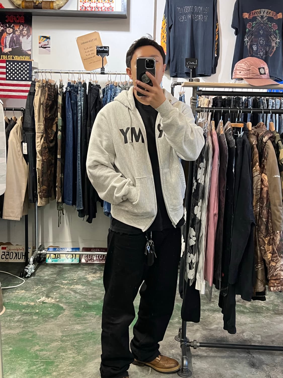 미군 ARMY 후드집업 PFU 빈티지 그레이 후드 집업 상품이미지4