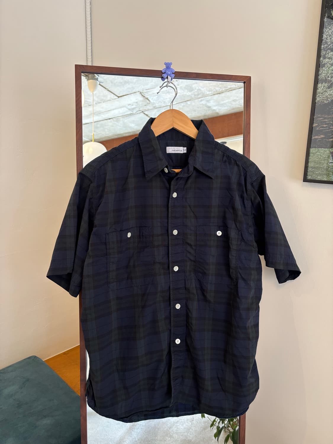 나나미카 네이비 체크 윈드셔츠 상품이미지1