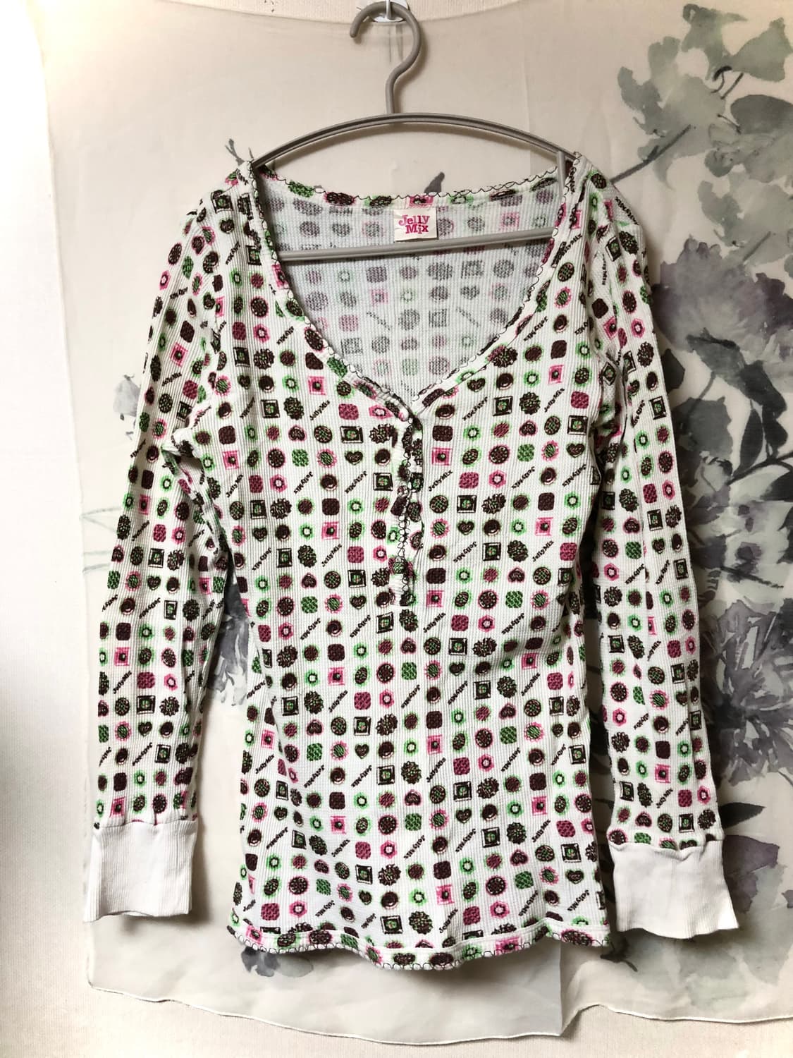 빈티지 젤리믹스 갸루 패턴 긴팔 롱슬리브 상품이미지1