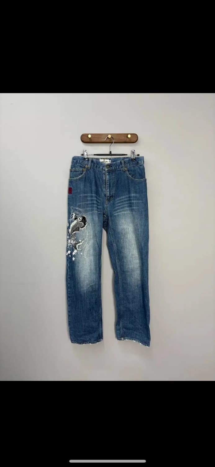 카라쿠리 자수 오리엔탈 데님 팬츠 H1552 상품이미지4