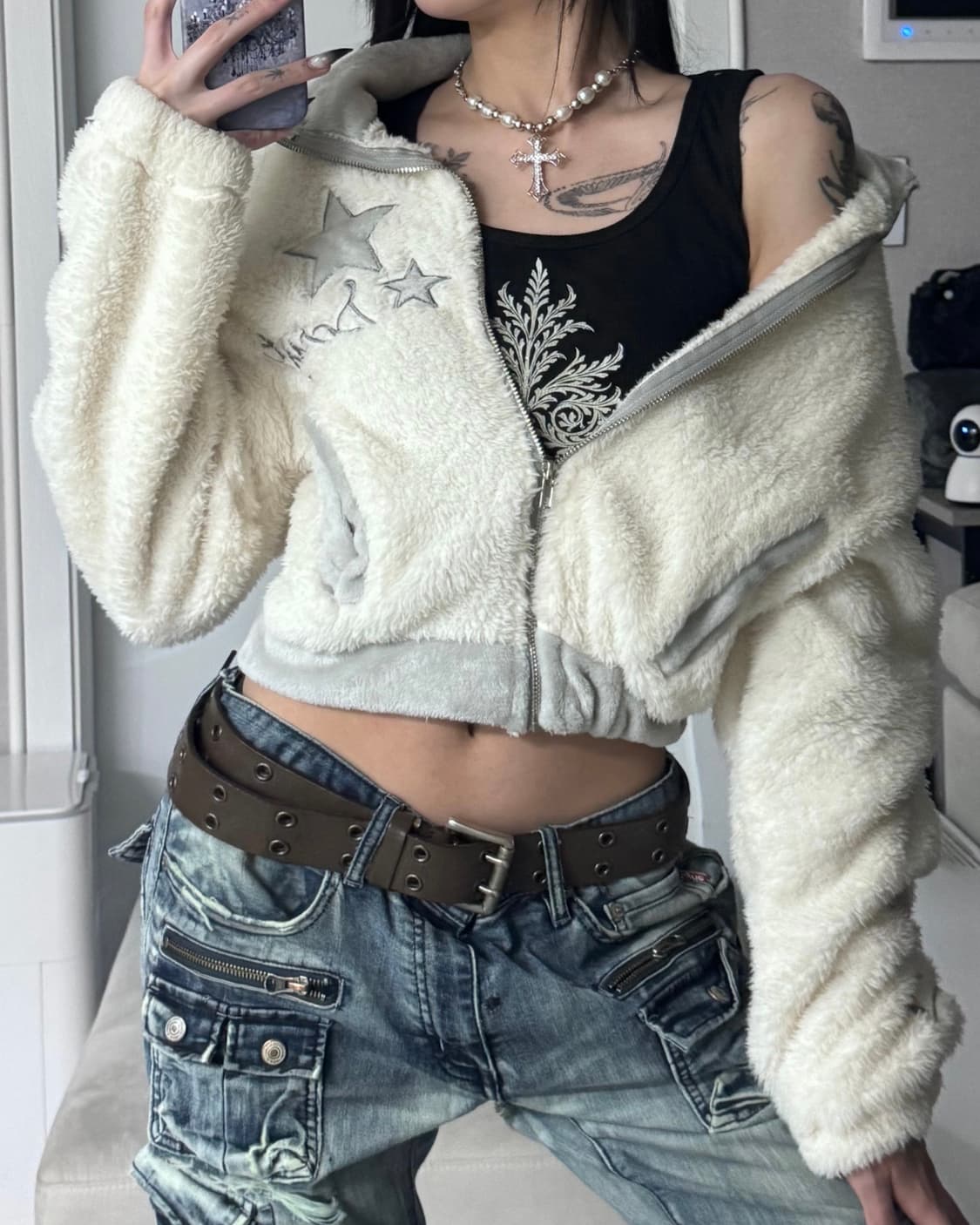 ༒ Y2K fur jacket 상품이미지4