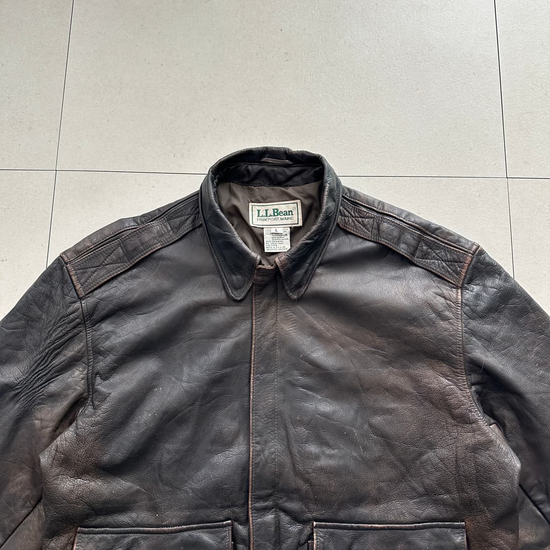 80s L.L Bean A-2 엘엘빈 레더 가죽 자켓 L 탈론 지퍼 상품이미지2