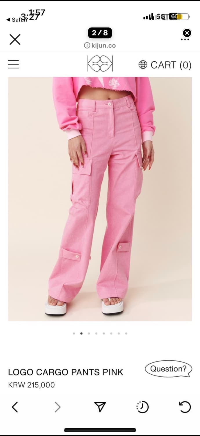 KIJUN 기준 핑크 로고 카고 바지 s 상품이미지1