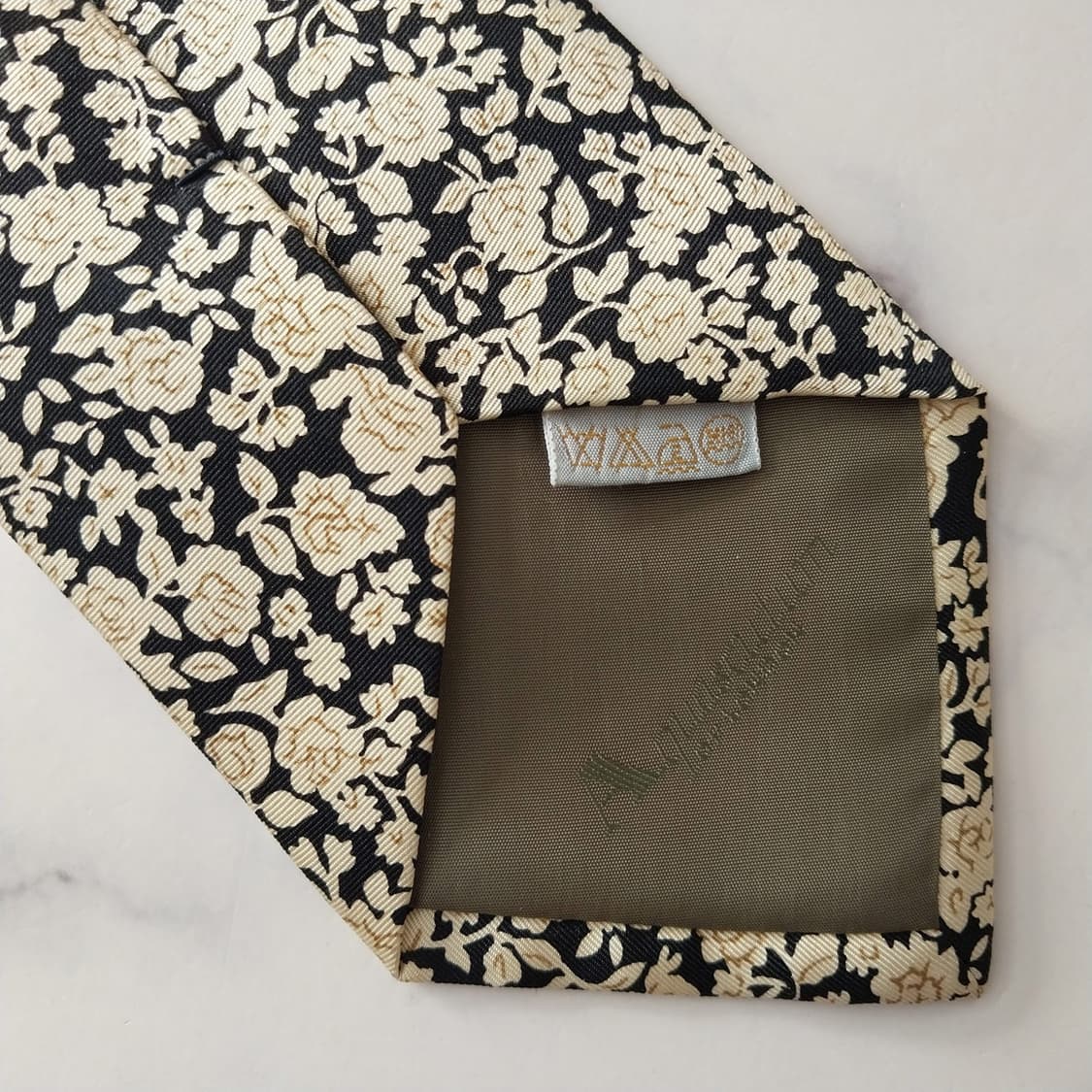 아쿠아스큐텀 실크 블랙 플로럴 넥타이 9.5cm A+등급 k1739 상품이미지8