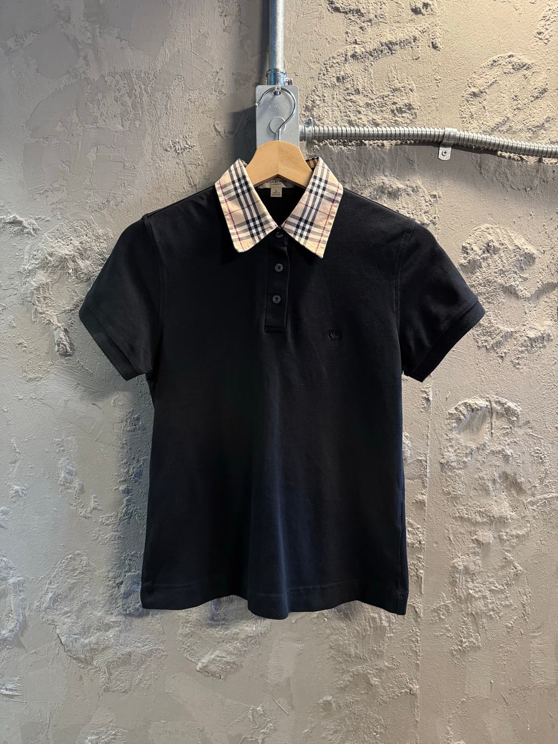 버버리 BURBERRY 런던 체크 카라 반팔 폴로 블랙 L 상품이미지1