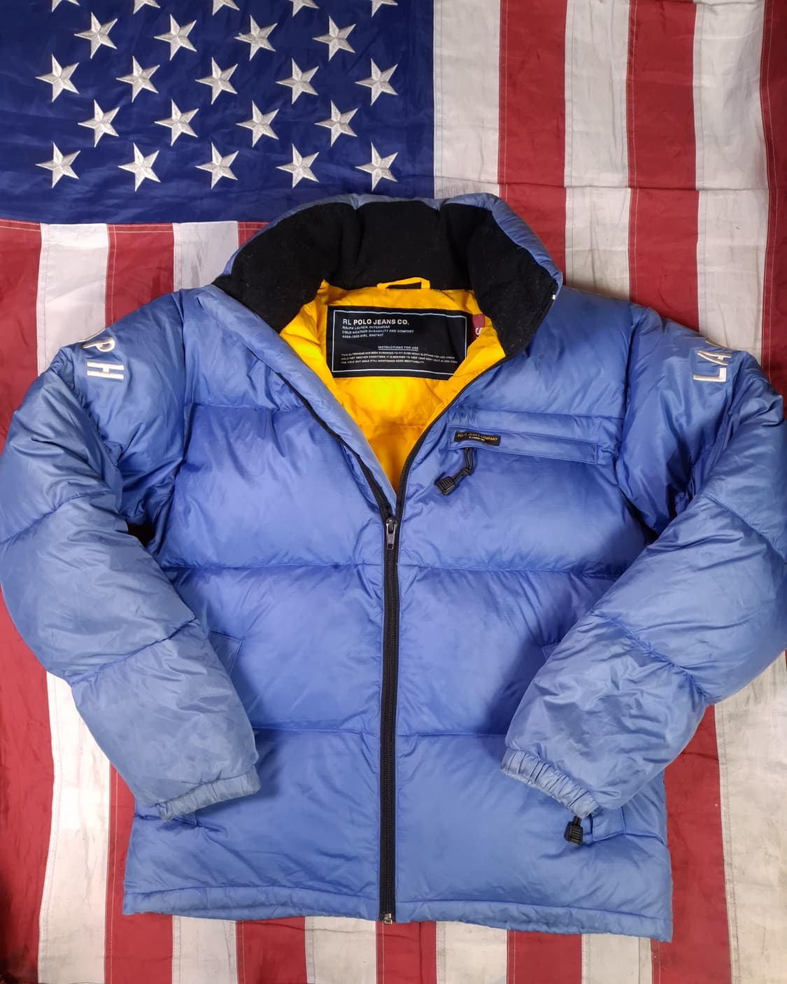 90's 일본판 오리지날 랄프로렌폴로 진스 로고 푸퍼 다운 패딩 상품이미지1