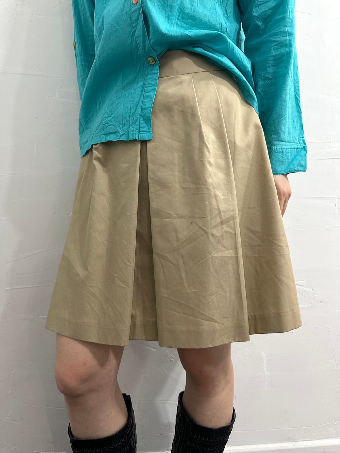 ofuon beige pleats skirt 상품이미지1