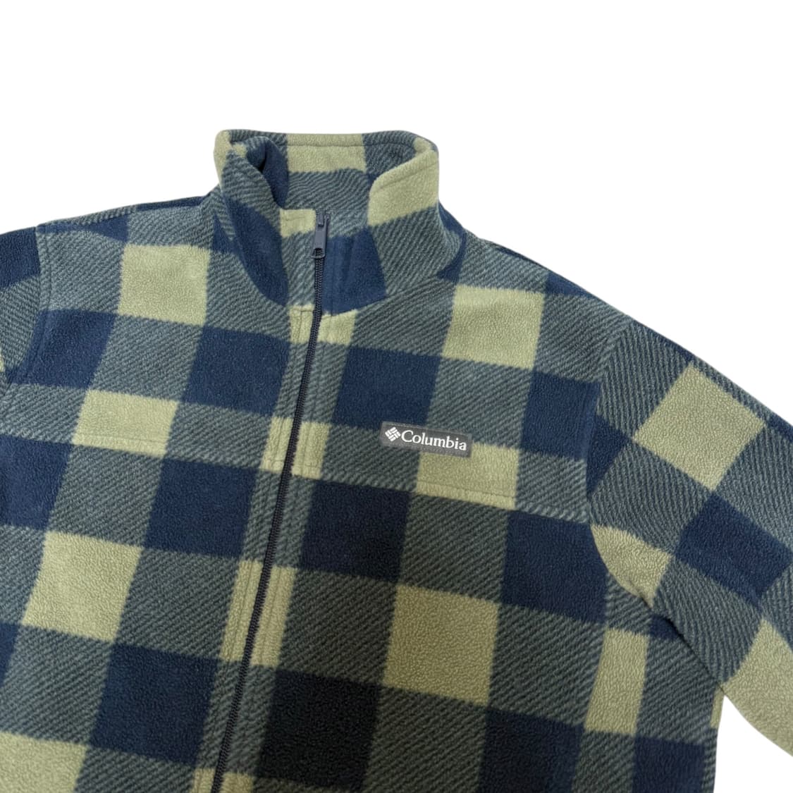 콜롬비아 카키 블루 체크 플리스 후리스 집업 상품이미지4