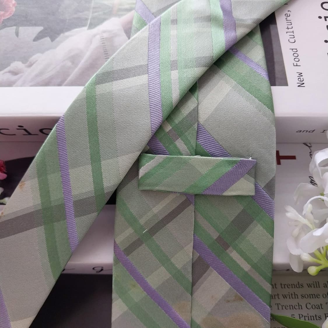 에스.티. 듀퐁 실크 그린 체크 넥타이 8.4cm B등급 K2356
 상품이미지4