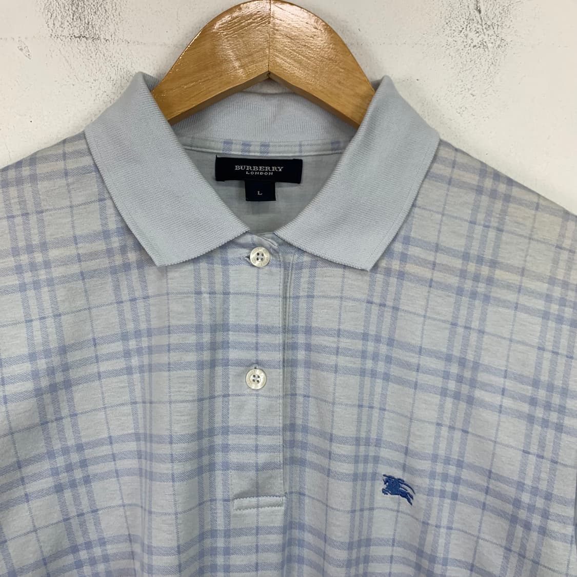 버버리 하늘색 체크 반팔셔츠  상품이미지5