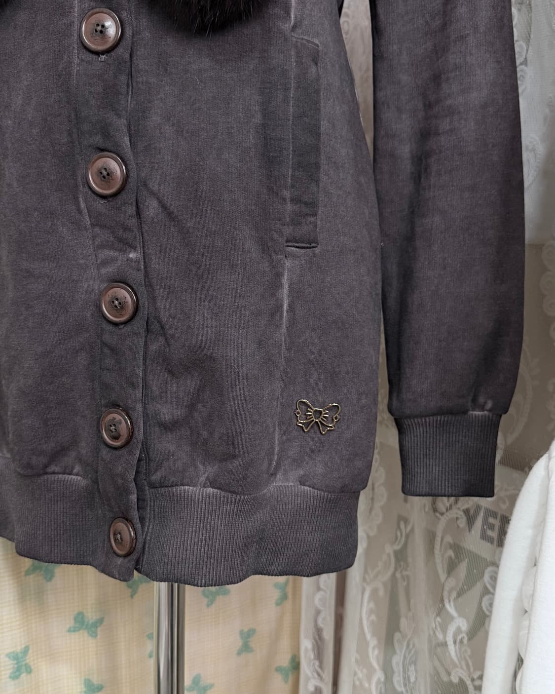 브라운 피그먼트 후드 가디건 원피스 상품이미지4