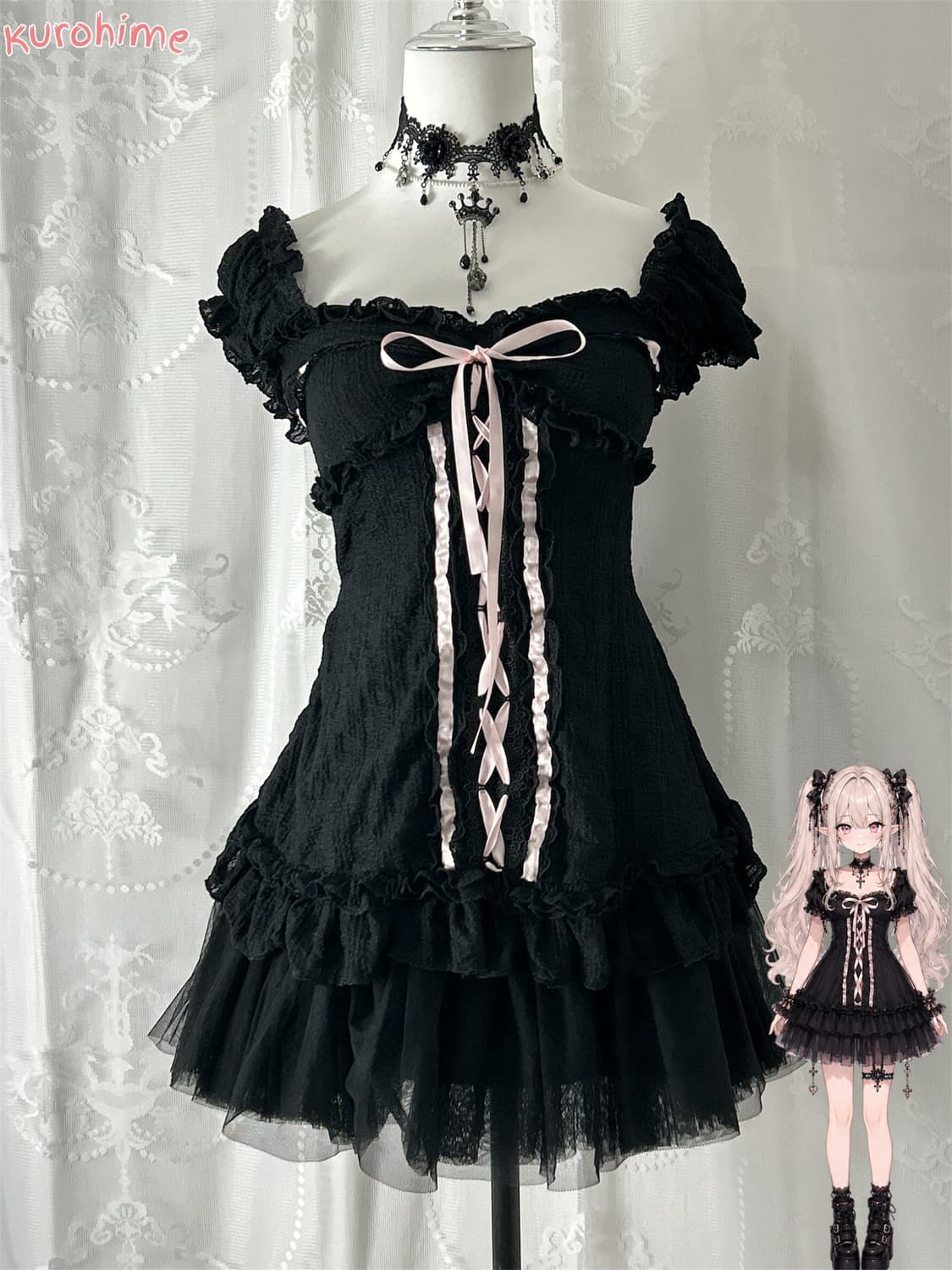 handmade dark coqatte top 고스로리 히메갸루 상품이미지1