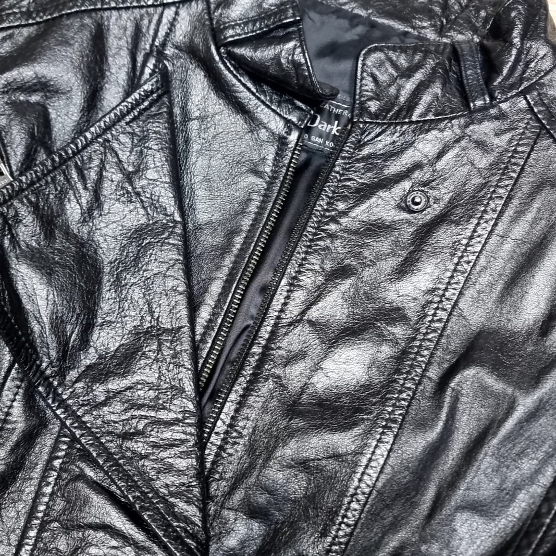 송탄 다크호스 블랙 가죽 라이더 자켓 여성(m) 상품이미지2