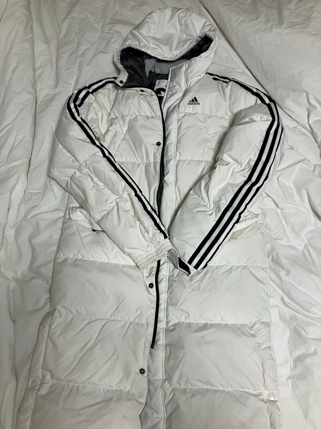 아디다스 삼선롱패딩 화이트 s 상품이미지1