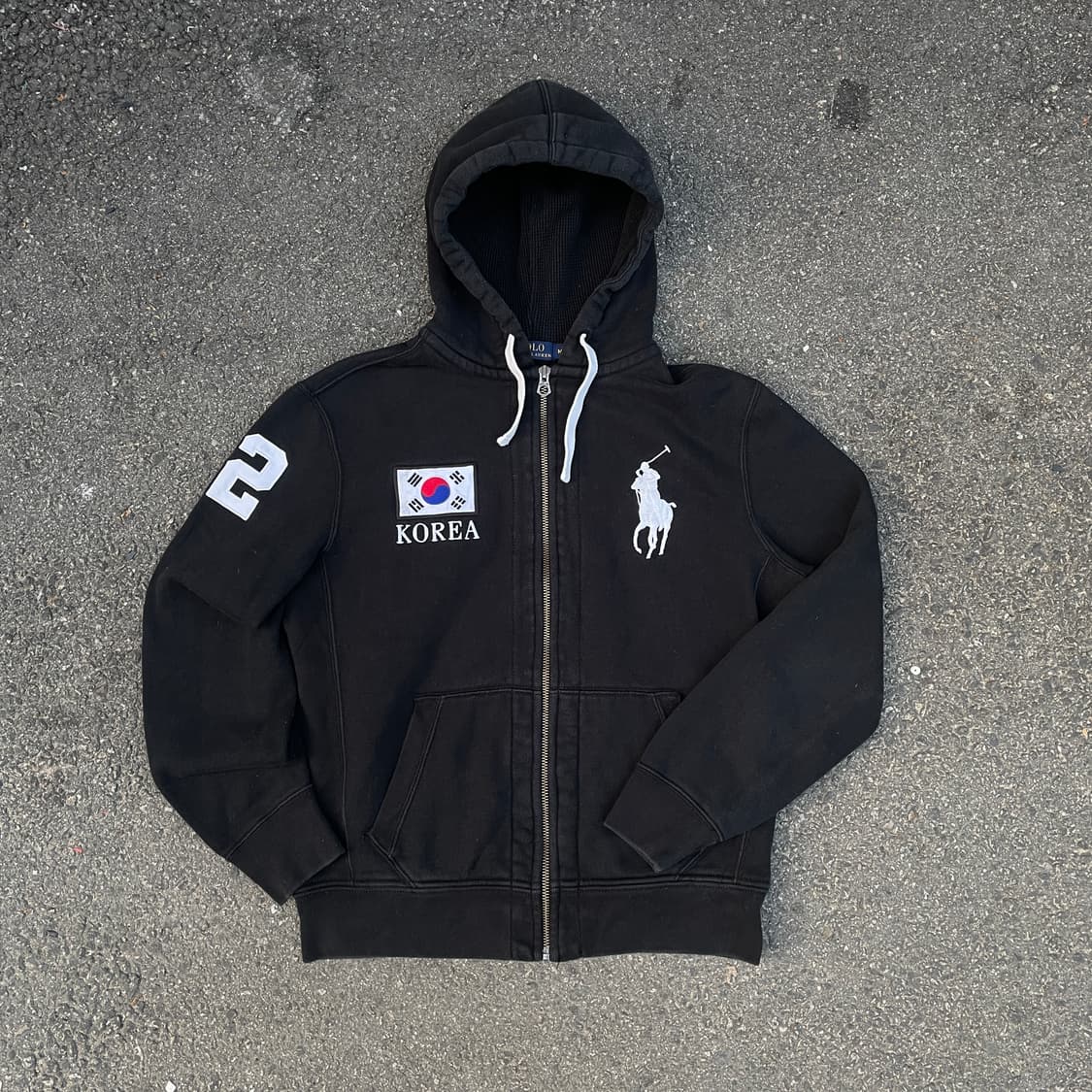 대대장 폴로 빅포니 코리아 국기 써멀 블랙 후드집업 M 상품이미지2