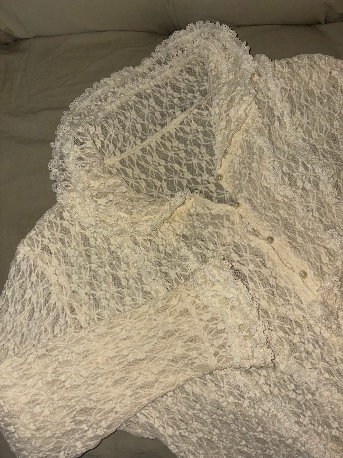 시스루 레이스 히메모리걸 진주 가디건 상품이미지4