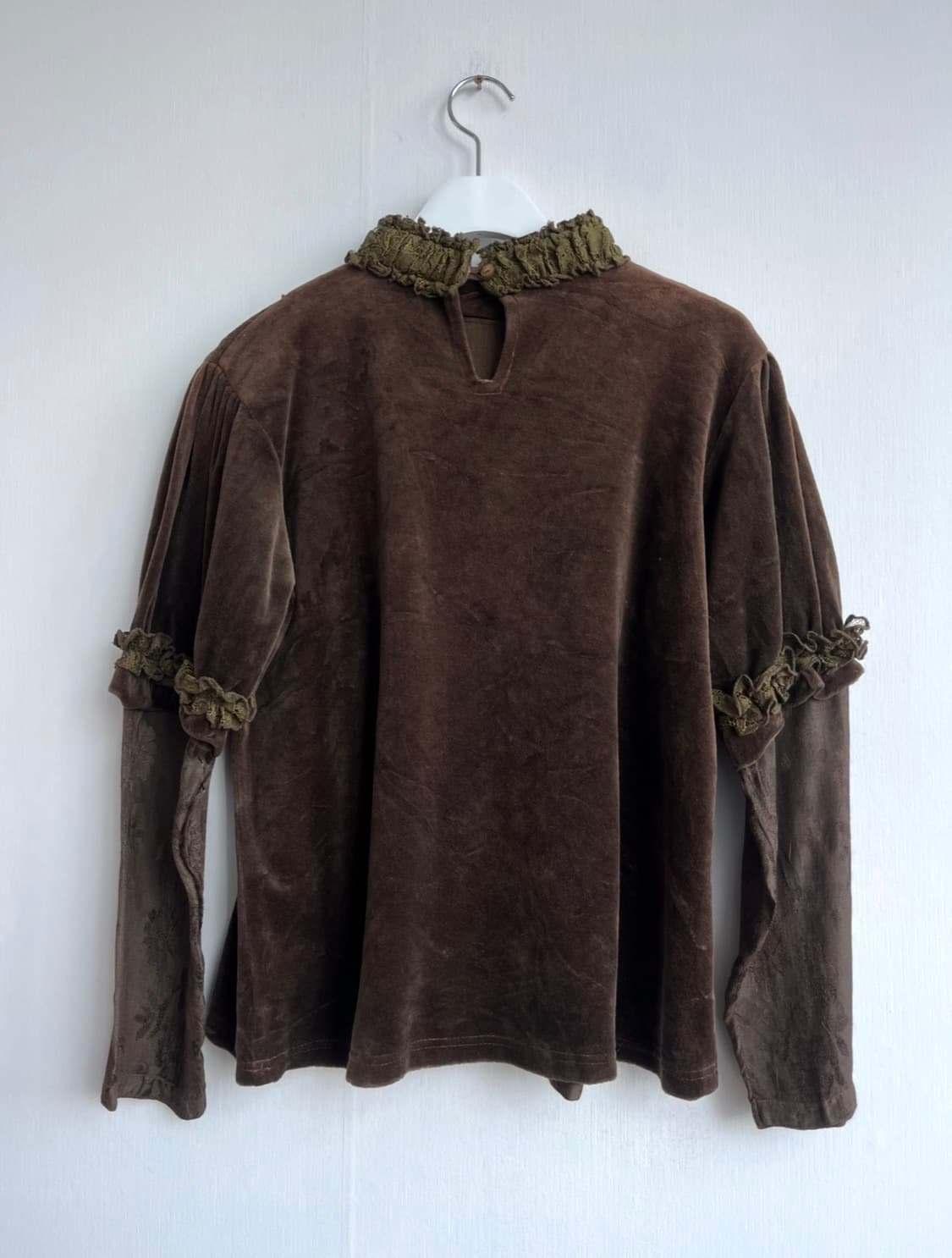 Smimi collection 브라운 레이스 벨벳 블라우스 상품이미지4