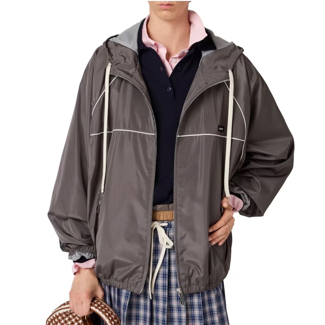 [40] 미우미우 테크니컬 실크 블루종 재킷 블루 리드 그레이 상품이미지2