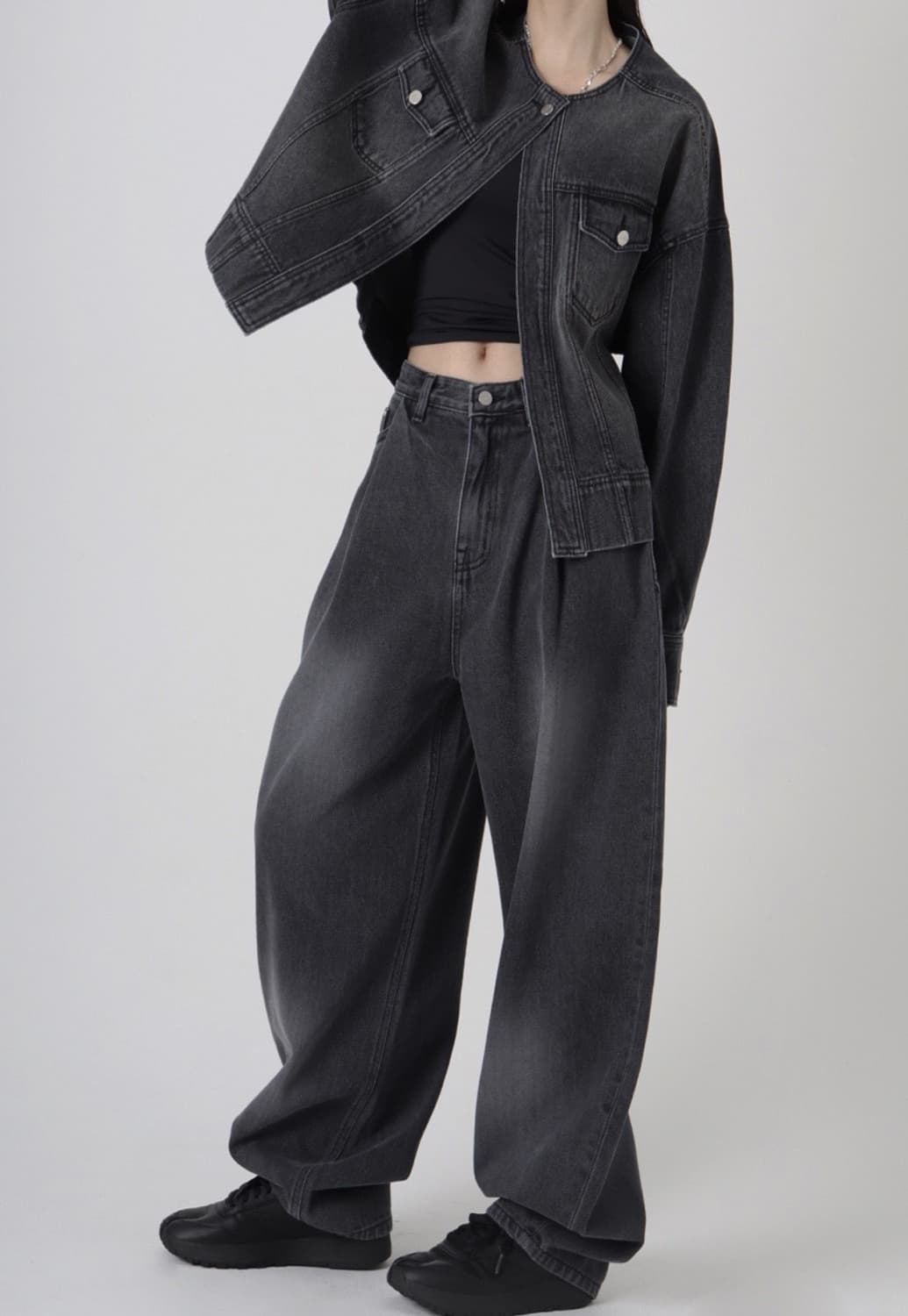 트리밍버드 원 버튼 데님 셋업 구버전 상품이미지5