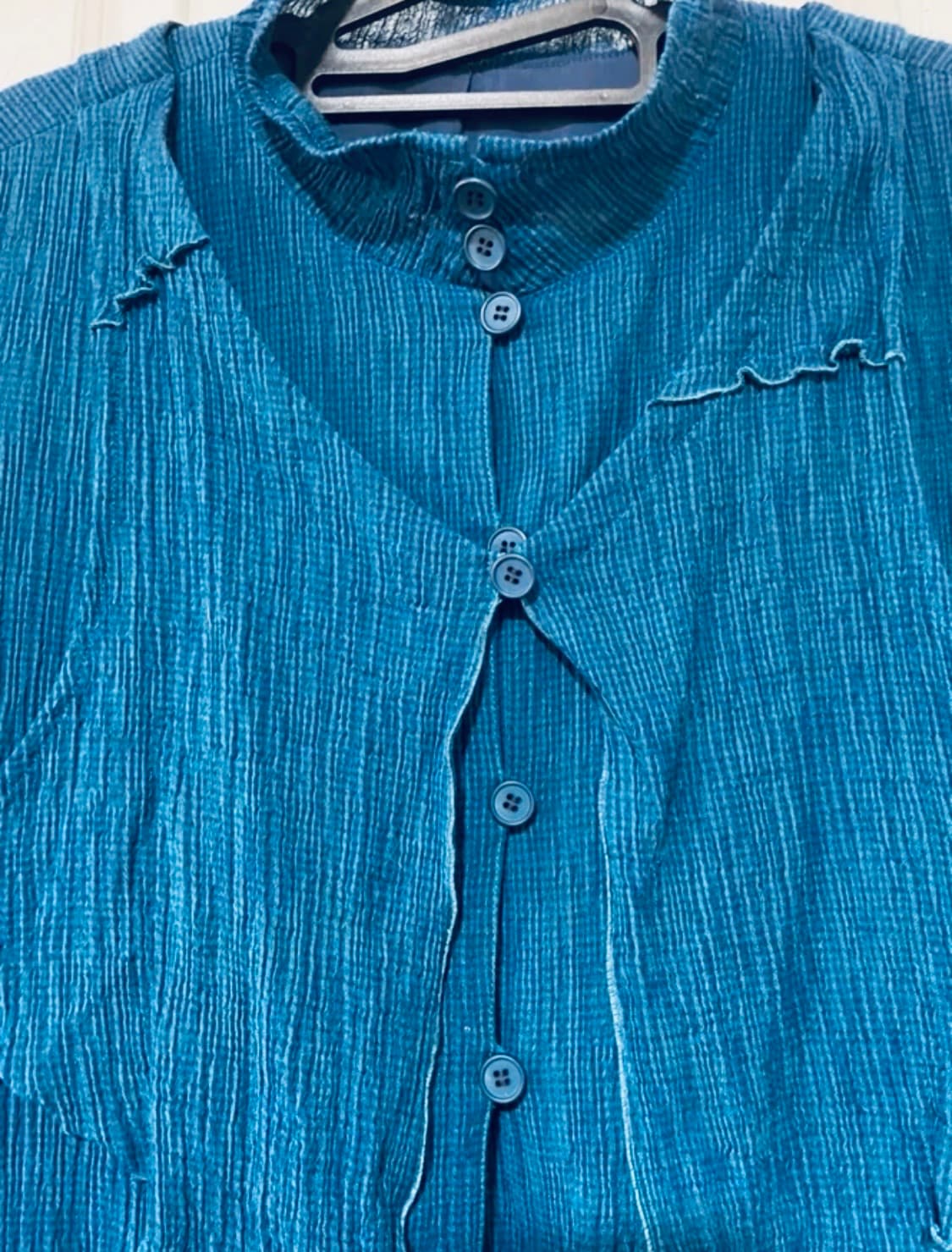 유니크 플리츠 청록색 원피스 상품이미지5