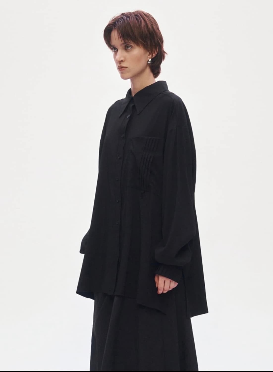 새상품)트리밍버드 오버핏 플리츠 셔츠 상품이미지2