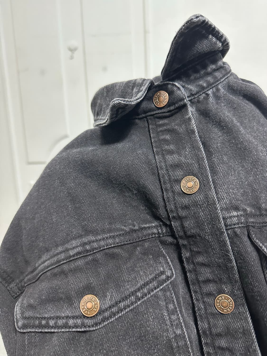 시스템 크롭 데님 자켓 상품이미지3