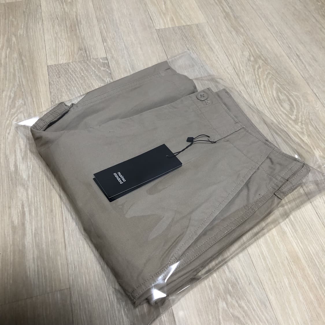 (32) 새상품 무탠다드 MUSINSA 코튼 와이드 카고 쇼츠 베이지 상품이미지10