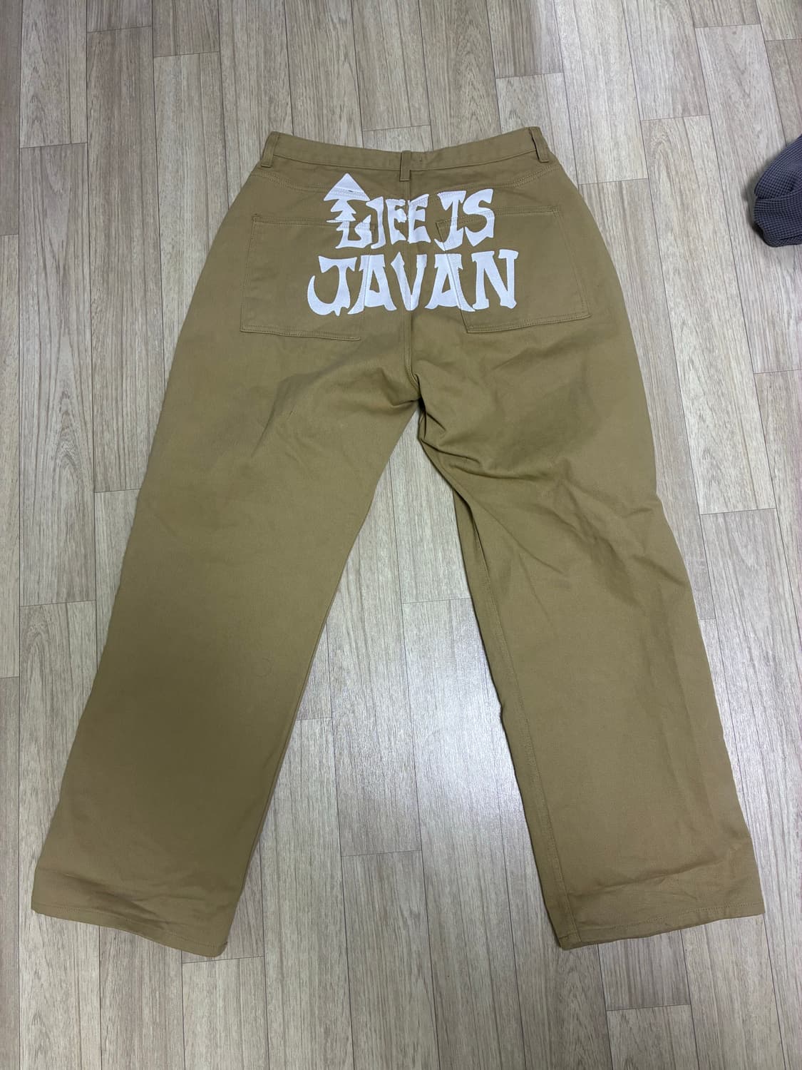 이자반X유프 더블니 코튼 팬츠 베이지 상품이미지2