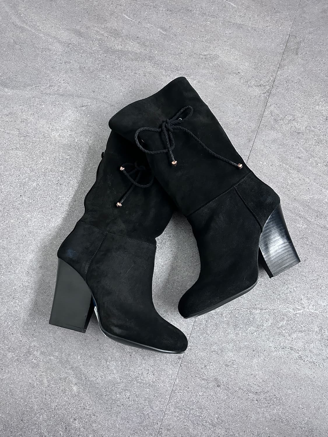 랑방 블랙 스웨이드 롱 부츠 상품이미지1